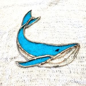 Art deco 5x9 stained glass whale